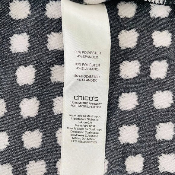 Chico's Womens Black Hi Low Hem Cold Shoulder Polka Dot Blouse Top Size 3 US XL - Picture 4 of 9